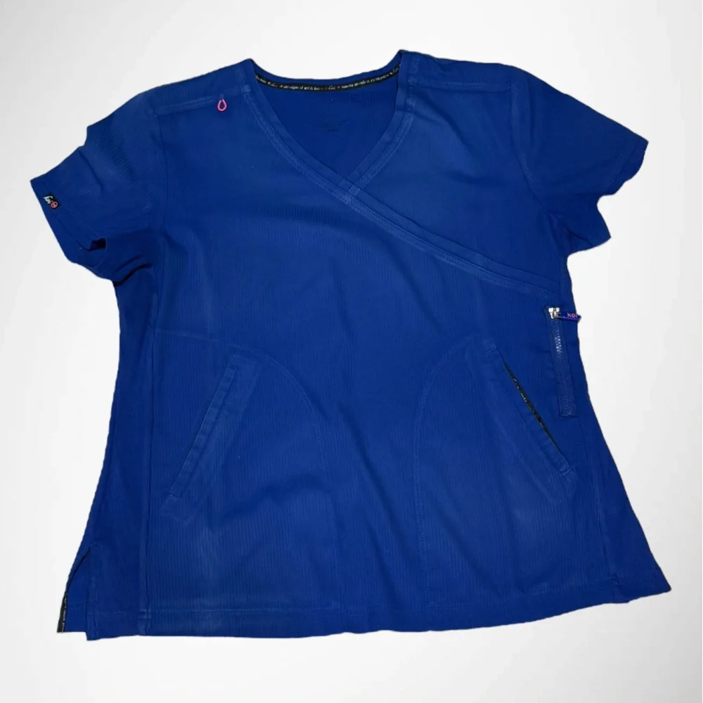 Koi Lite Women's Philosophy 3-Pocket Mock-Wrap Scrub Top in Blue Size Large - Picture 5 of 10